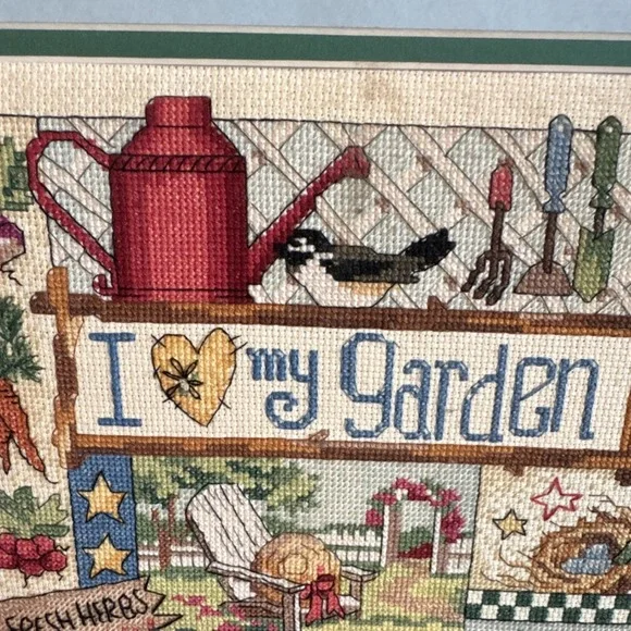 Framed Cross Stitch 'I Love My Garden' Garden Theme Finished Piece. - Picture 3 of 11